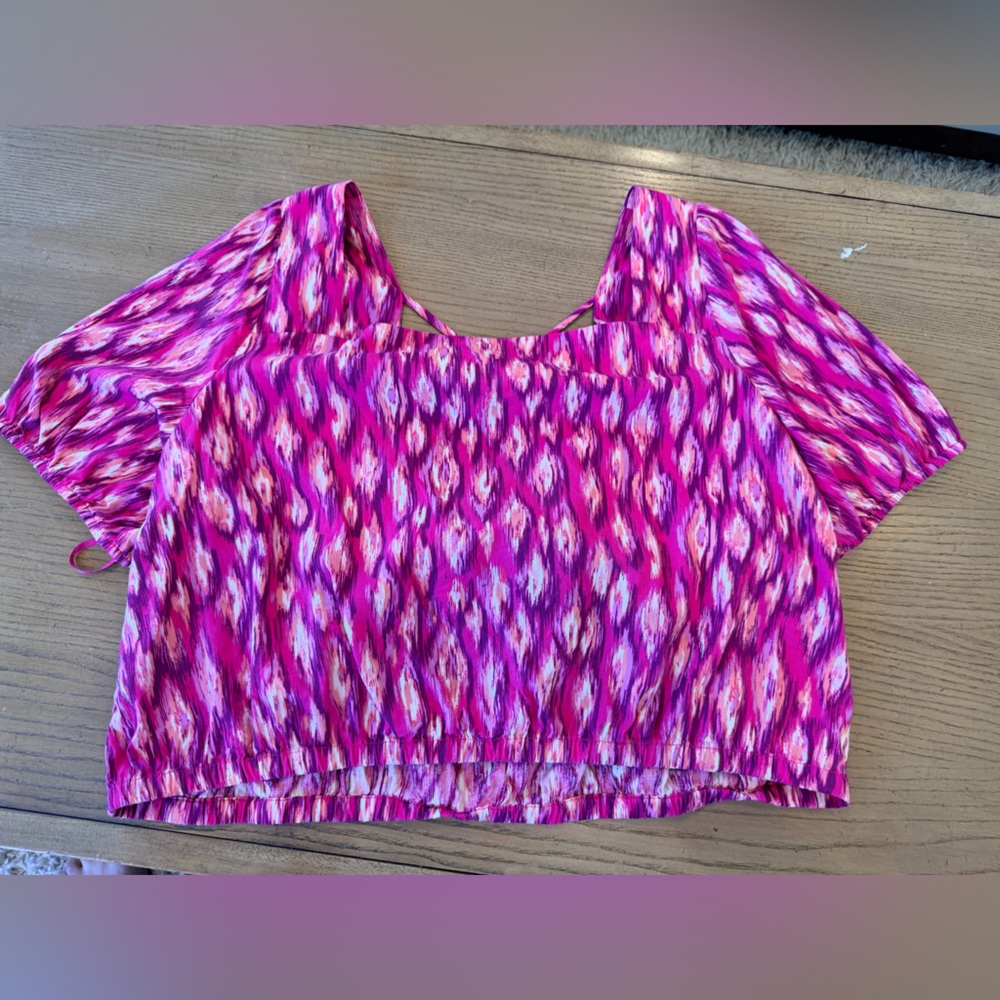 LOFT Pink and Magenta Tie-Dye Top
